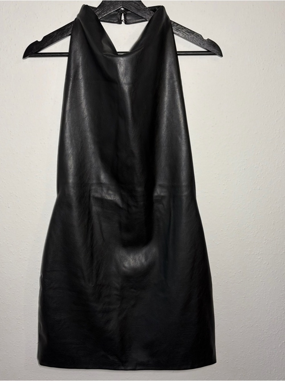 Zara Black Faux Leather Halter Mini Dress M
